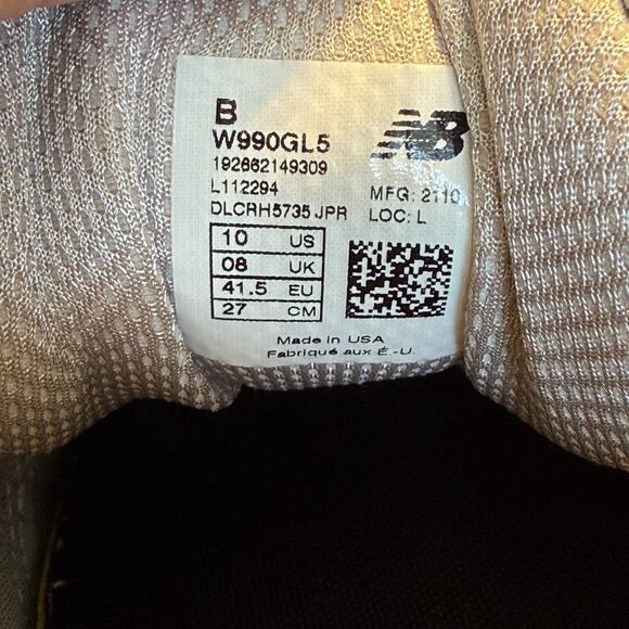 New Balance 990v5 Sneakers Grey Castlerock Mens 8.5 Womens 10 B W990GL5 - Picture 7 of 7